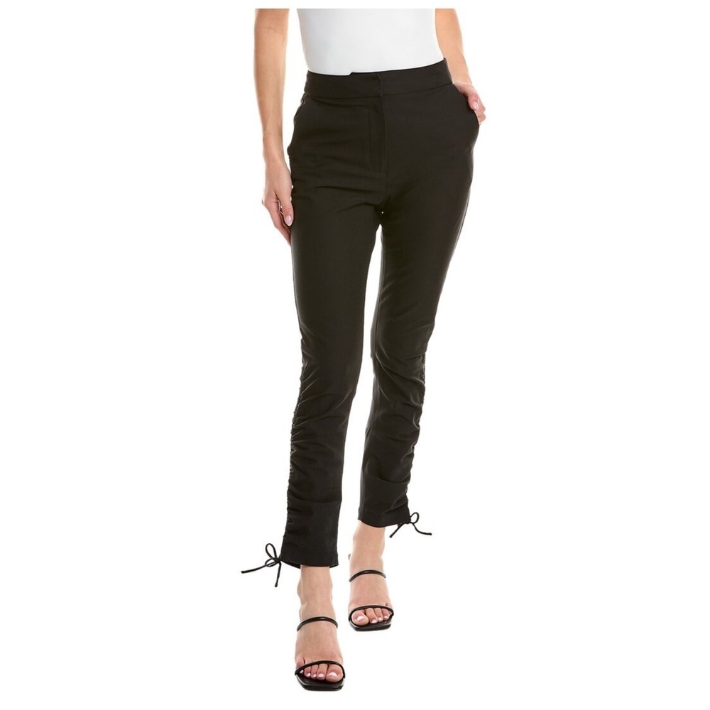 Derek Lam Women Black Ruched Tie Hem Slim‎ Cropped Pants Size 4 (B) NWOT